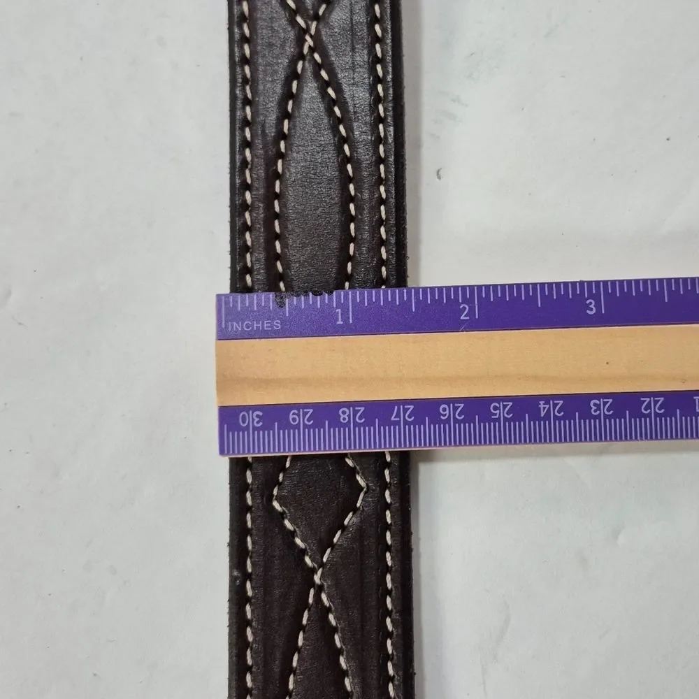Forest Hill Leather Men's Brown Stitched Full-Grain Leather Belt Size 36